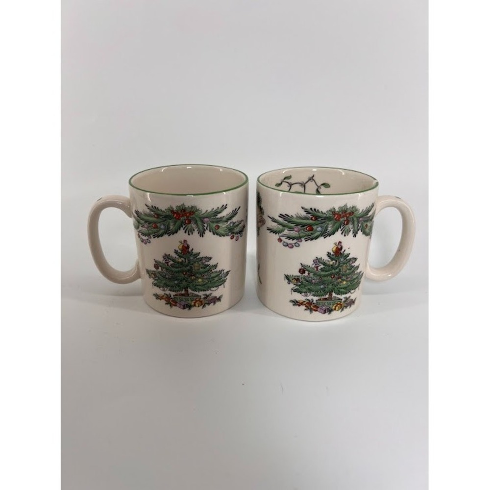 Set of 2 Spode Garland Christmas Tree Mugs